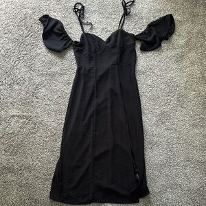 Urban Outfitters Black Off-Shoulder Midi Dress